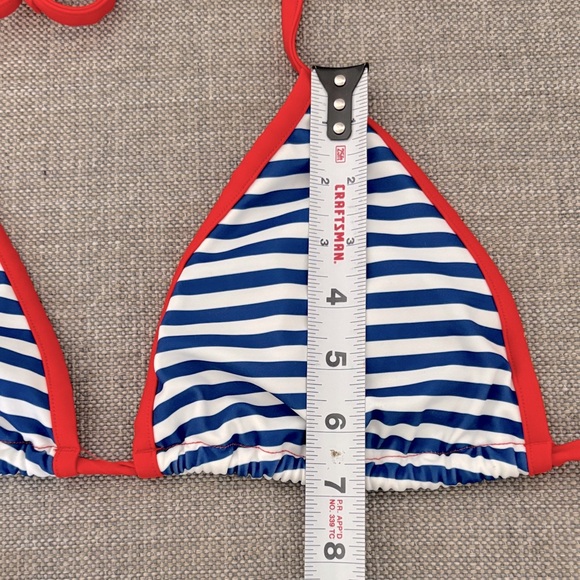 Blue / White Striped Bikini with Red Trim - Picture 4 of 7